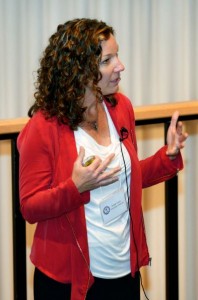 Dr. Bridget Arend giving the keynote address at the 7th Annual SoTL Forum at the U. S. Air Force Academy