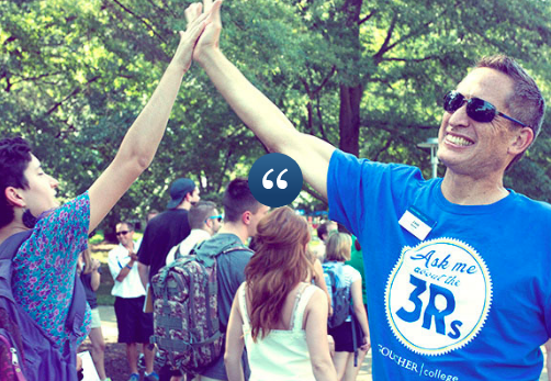 image from https://www.goucher.edu/explore/ (faculty and student giving a high five)