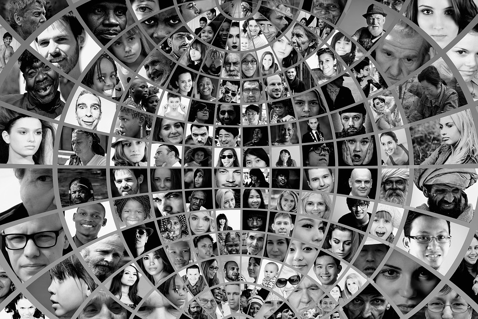 a photo montage of face images from a large variety of people