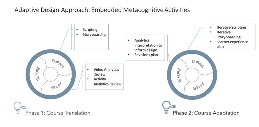 Flow diagram showing Phase 1: Course Translation and Phase 2: Course Adaptation