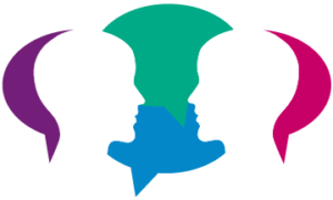 Profiles of two people talking with colored text bubbles behind them. From https://www.connecttocommunicate.com/