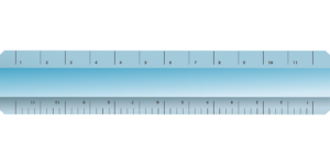 schematic of a centimeter ruler colored blue