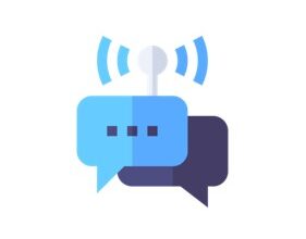icon of two chat boxes broadcasting